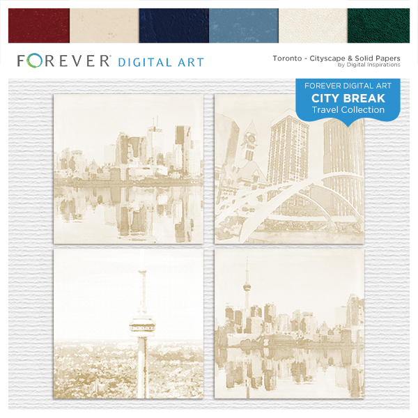 City Break - Toronto -  Cityscape & Solid Papers Digital Art - Digital Scrapbooking Kits