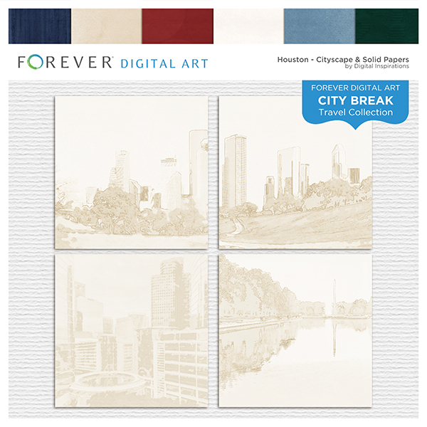 City Break - Houston -  Cityscape & Solid Papers Digital Art - Digital Scrapbooking Kits