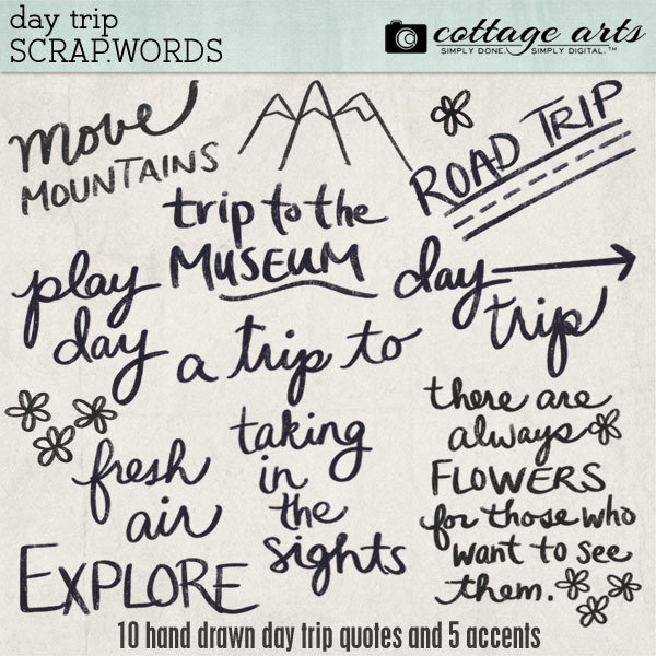 Day Trip Scrap.Words Digital Art - Digital Scrapbooking Kits