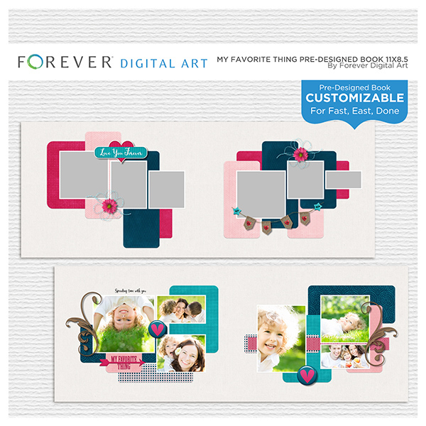 My Favorite Thing Pre-designed Book 11x8.5 Digital Art - Digital Scrapbooking Kits