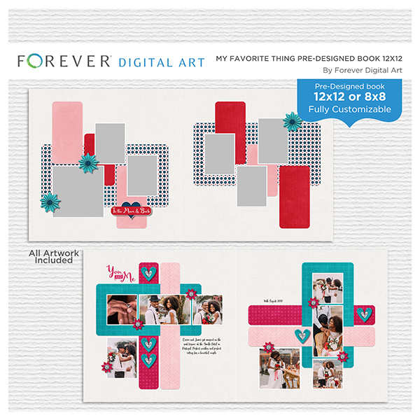 My Favorite Thing Pre-designed Book 12x12 Digital Art - Digital Scrapbooking Kits