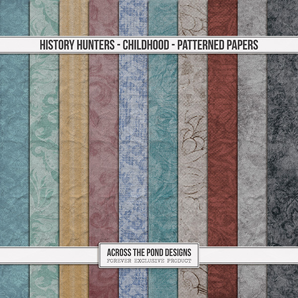 History Hunters - Childhood  - Patterned Papers Digital Art - Digital Scrapbooking Kits