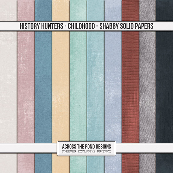 History Hunters - Childhood  - Shabby Solid Papers Digital Art - Digital Scrapbooking Kits
