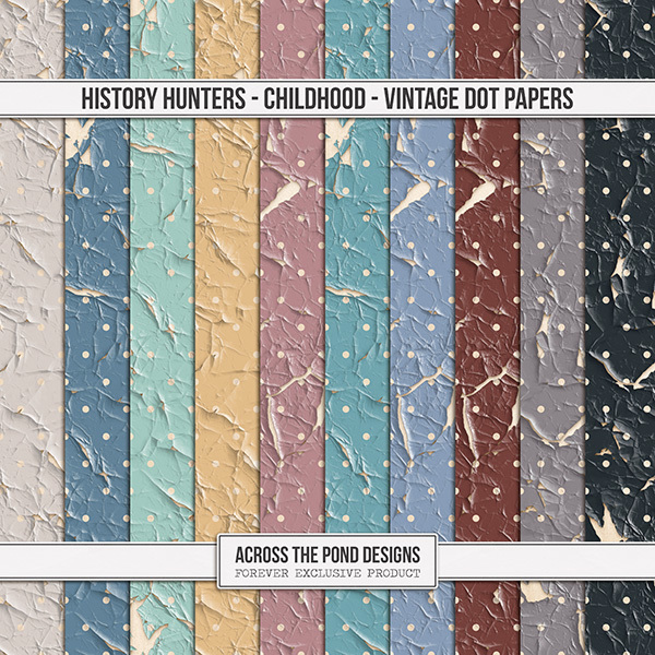 History Hunters - Childhood  - Vintage Dot Papers Digital Art - Digital Scrapbooking Kits
