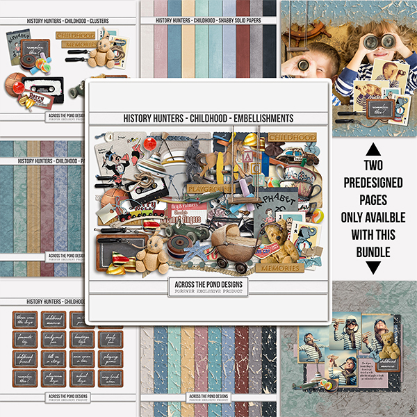 History Hunters - Childhood  - Bundle Digital Art - Digital Scrapbooking Kits