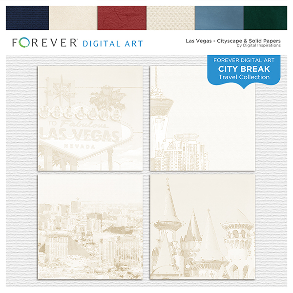 City Break - Las Vegas -  Cityscape & Solid Papers Digital Art - Digital Scrapbooking Kits