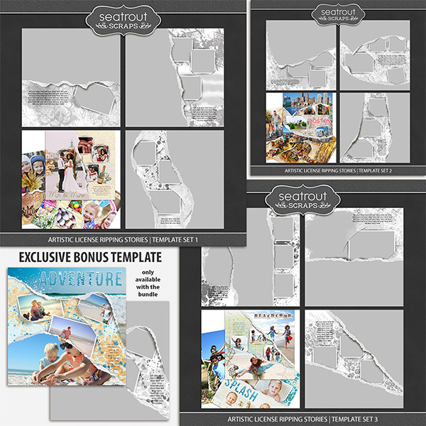 Artistic License Ripping Stories Bonus Bundle 12x12 Digital Art - Digital Scrapbooking Kits