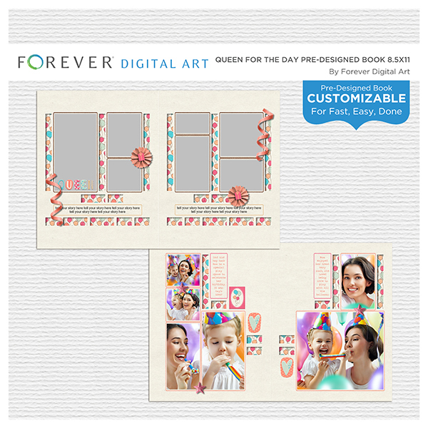 Queen for the Day Pre-designed Book - 8.5x11 Digital Art - Digital Scrapbooking Kits