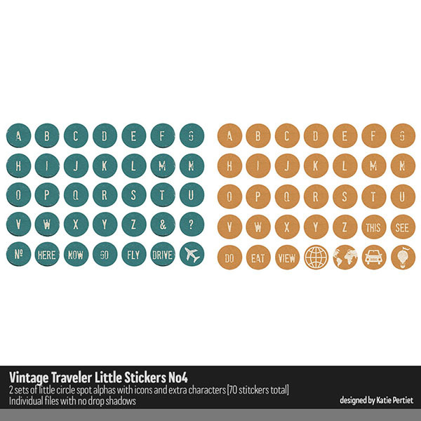 Vintage Traveler Little Stickers No. 04 Digital Art - Digital Scrapbooking Kits