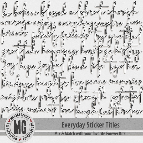 Everyday Sticker Titles Digital Art - Digital Scrapbooking Kits