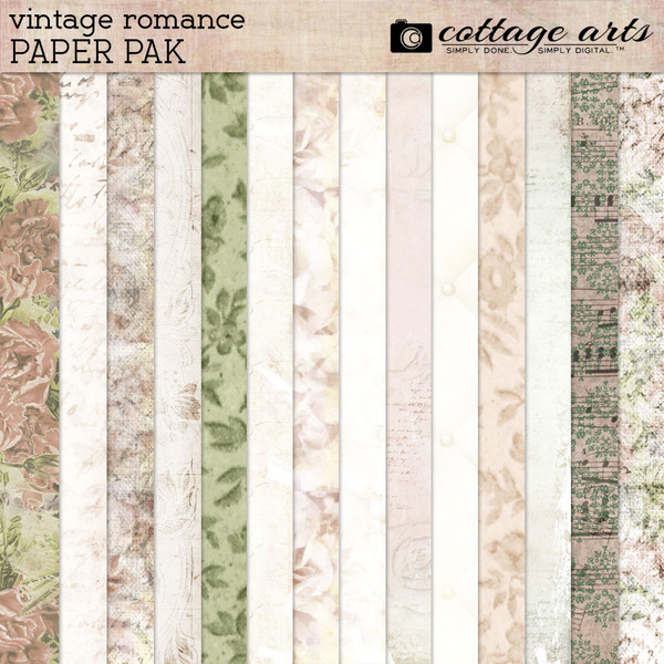Vintage Romance Paper Pak Digital Art - Digital Scrapbooking Kits