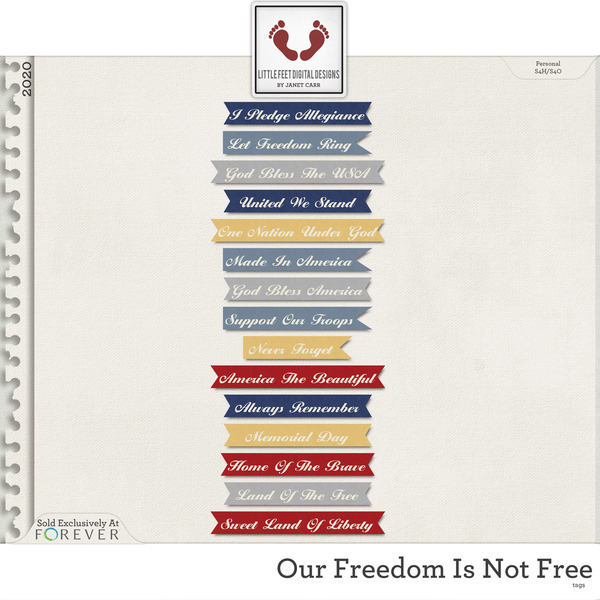 Our Freedom Is Not Free Tags Digital Art - Digital Scrapbooking Kits