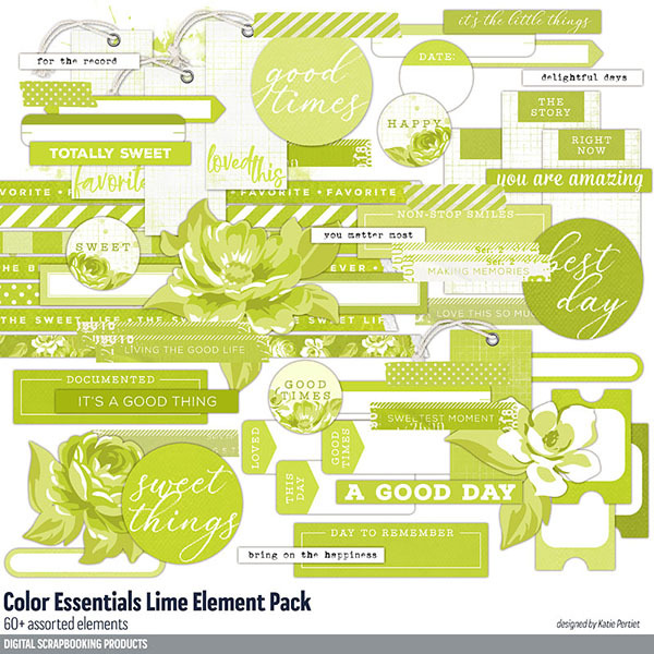 Color Essentials Lime Element Pack Digital Art - Digital Scrapbooking Kits