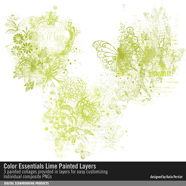 Color Essentials Lime Painted Layers Digital Art - Digital Scrapbooking Kits