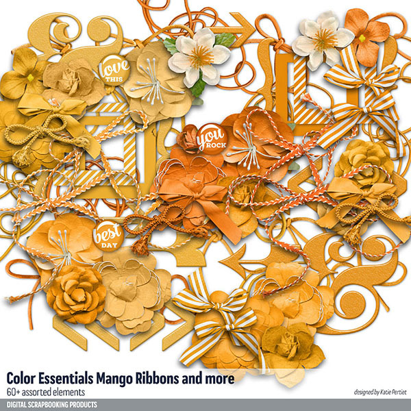Color Essentials Mango Ribbons and More Digital Art - Digital Scrapbooking Kits