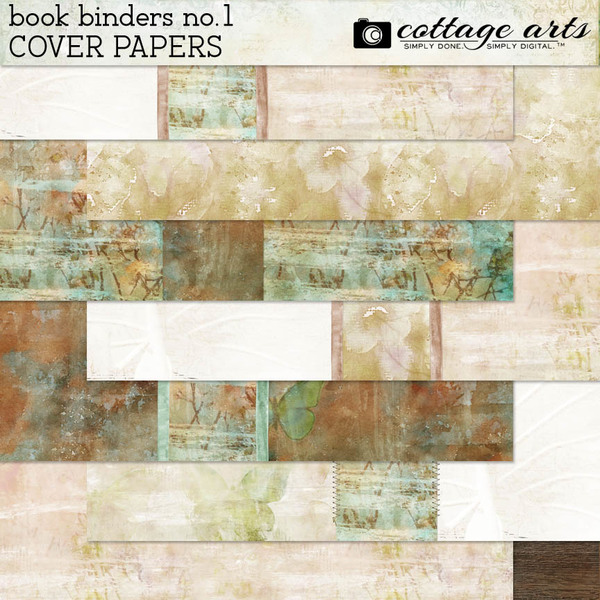 Book Binders 1 Cover Papers Digital Art - Digital Scrapbooking Kits