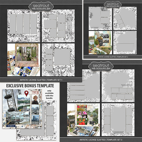 Artistic License Slatted Bonus Bundle 12x12 Digital Art - Digital Scrapbooking Kits