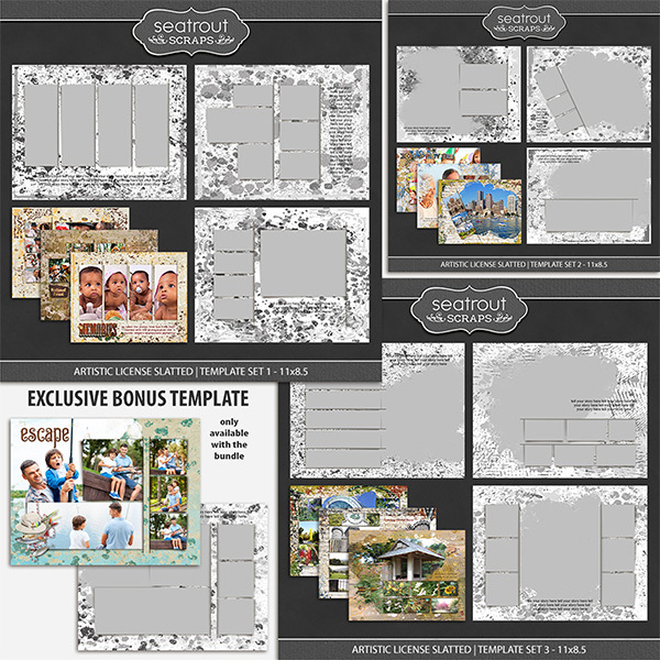 Artistic License Slatted Bonus Bundle 11x8.5 Digital Art - Digital Scrapbooking Kits