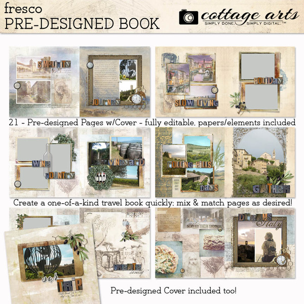 Fresco Pre-designed Book Digital Art - Digital Scrapbooking Kits