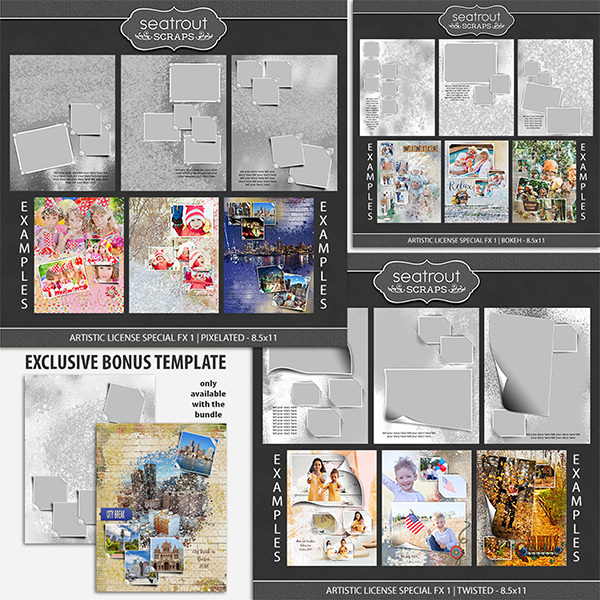 Artistic License Special FX Bonus Bundle 1 - 8.5x11 Digital Art - Digital Scrapbooking Kits
