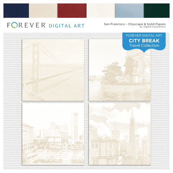 City Break - San Francisco - Cityscape & Solid Papers Digital Art - Digital Scrapbooking Kits