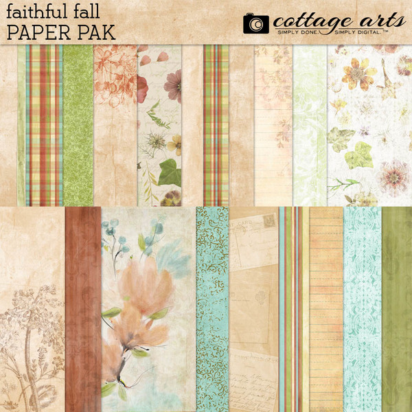 Faithful Fall Paper Pak Digital Art - Digital Scrapbooking Kits