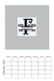 Split Monogram Template Calendar 12x18