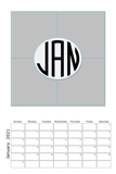 Round Monogram Template Calendar 12x18