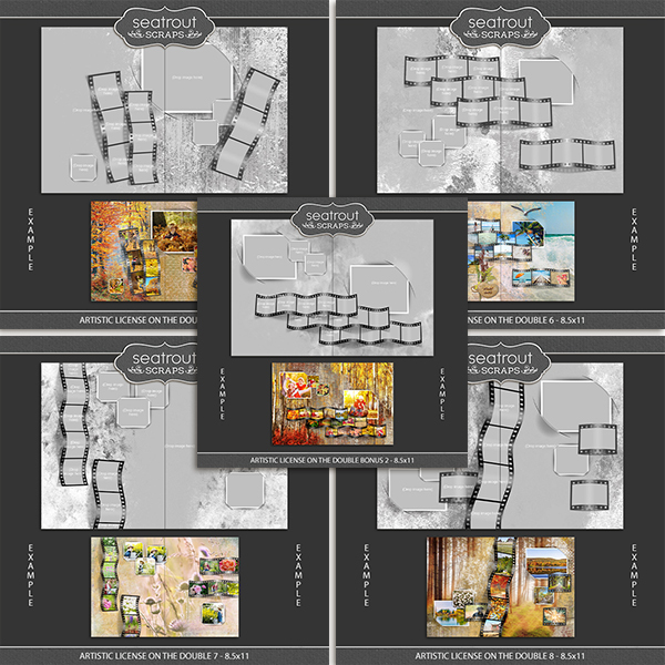 Artistic License - On the Double Bonus Bundle 2 - 8.5x11 Digital Art - Digital Scrapbooking Kits