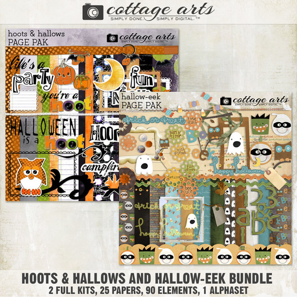 Hoots & Hallows and Hallow-eek Bundle Digital Art - Digital Scrapbooking Kits