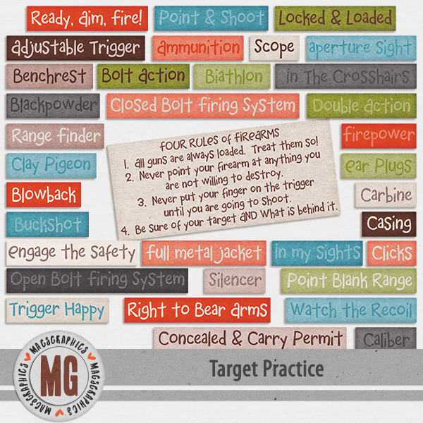Target Practice Word Tags Digital Art - Digital Scrapbooking Kits