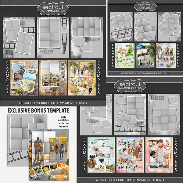 Artistic License Unfolded Bonus Bundle 8.5x11 Digital Art - Digital Scrapbooking Kits