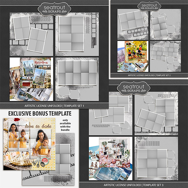 Artistic License Unfolded Bonus Bundle 12x12 Digital Art - Digital Scrapbooking Kits