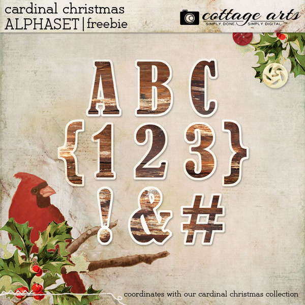 Cardinal Christmas AlphaSet Digital Art - Digital Scrapbooking Kits