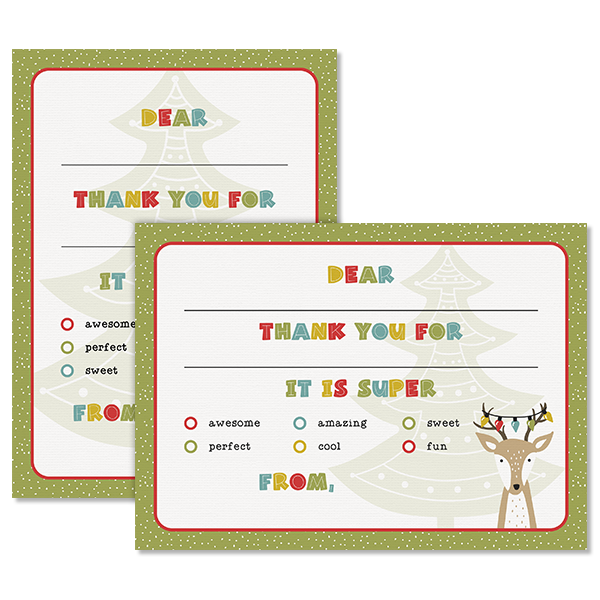 Christmas Time Reindeer Thanks Card