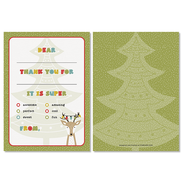 Christmas Time Reindeer Thanks Card
