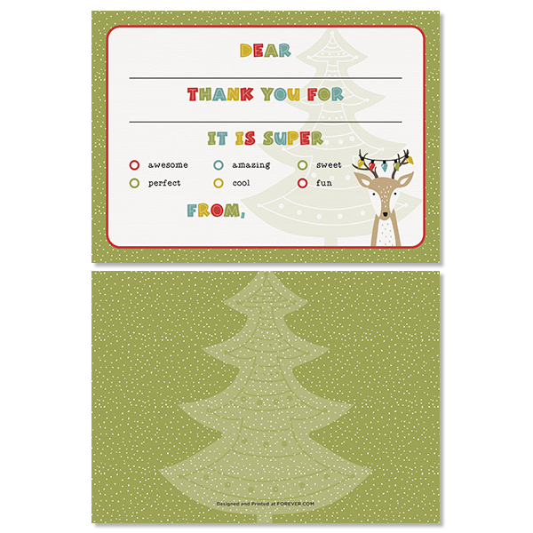 Christmas Time Reindeer Thanks Card