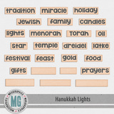 Hanukkah Lights Word Tags