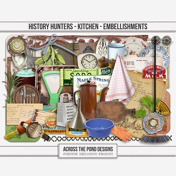 History Hunters - Kitchen Embellishments Digital Art - Digital Scrapbooking Kits