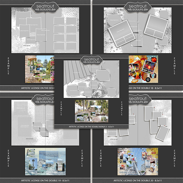 Artistic License - On the Double Bonus Bundle 5 - 8.5x11 Digital Art - Digital Scrapbooking Kits