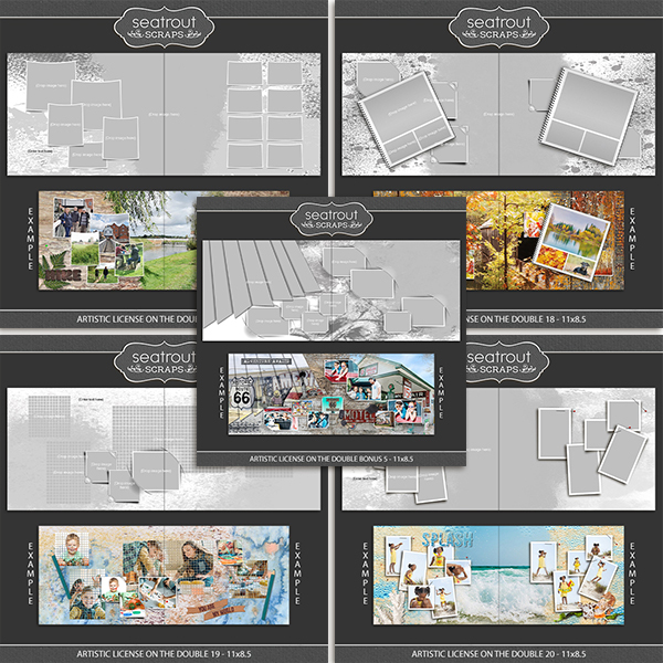 Artistic License - On the Double Bonus Bundle 5 - 11x8.5 Digital Art - Digital Scrapbooking Kits