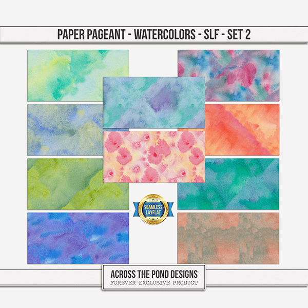 Paper Pageant Watercolors - SLF Set 2 Digital Art - Digital Scrapbooking Kits