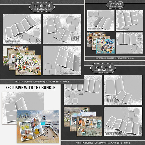 Artistic License Folded Up Bonus Bundle 2 - 11x8.5 Digital Art - Digital Scrapbooking Kits