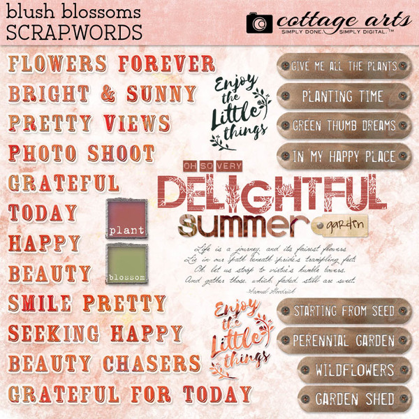 Blush Blossoms Scrap.Words Digital Art - Digital Scrapbooking Kits
