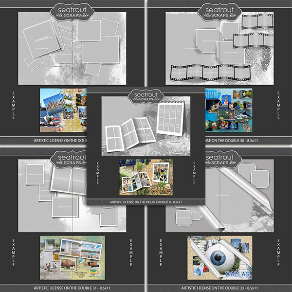 Artistic License - On the Double Bonus Bundle 8 - 8.5x11 Digital Art - Digital Scrapbooking Kits