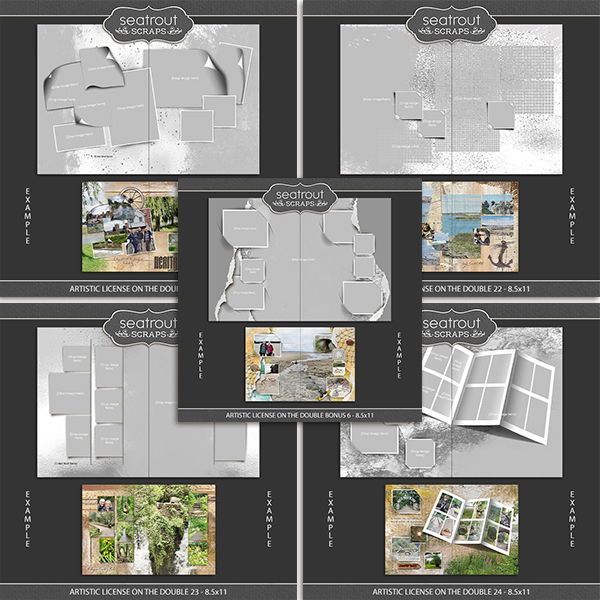 Artistic License - On the Double Bonus Bundle 6 - 8.5x11 Digital Art - Digital Scrapbooking Kits