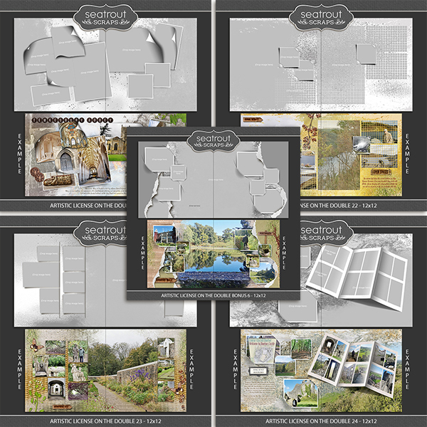 Artistic License - On the Double Bonus Bundle 6 - 12x12 Digital Art - Digital Scrapbooking Kits