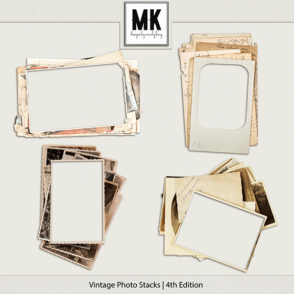 Vintage Photo Stacks 4 Digital Art - Digital Scrapbooking Kits