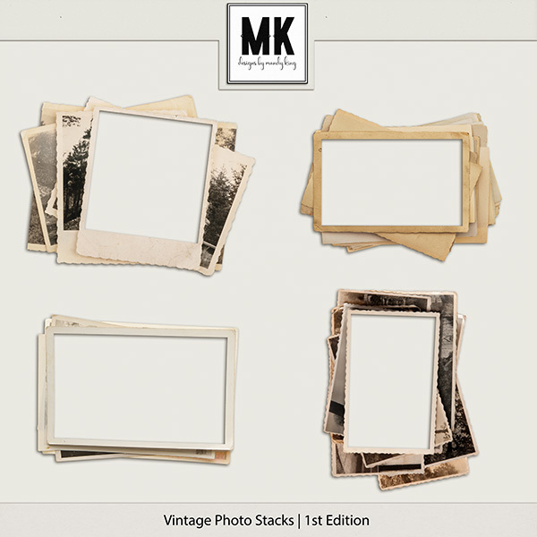 Vintage Photo Stacks 1 Digital Art - Digital Scrapbooking Kits