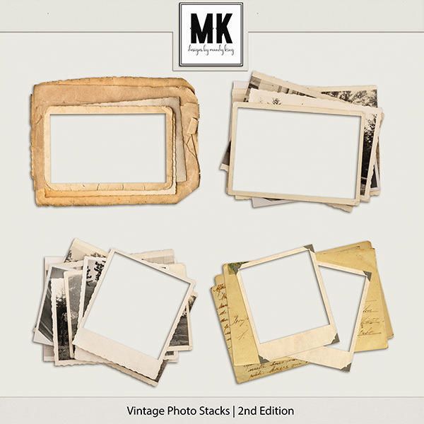 Vintage Photo Stacks 2 Digital Art - Digital Scrapbooking Kits